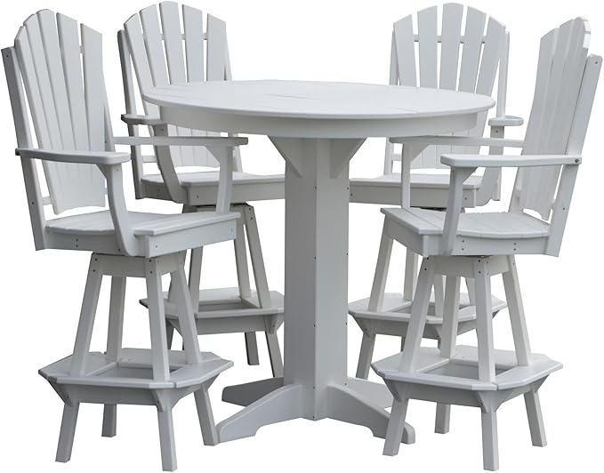 Poly Lumber Adirondack Swivel Bar Chair with Arms, White