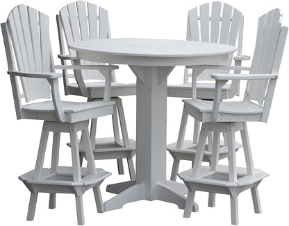 Poly Lumber Adirondack Swivel Bar Chair with Arms, White
