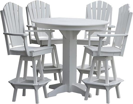 Poly Lumber Adirondack Swivel Bar Chair with Arms, White