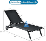 Tangkula Outdoor Aluminum Chaise Lounge, Patio Lounge Recliner Chair w/6 Adjustable Backrest - Photo 3