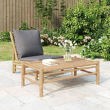 vidaXL Bamboo Patio Lounge Set - Outdoor Garden Furniture with Dark Gray Cushions - Bench and Coffee Table Included - Photo 2