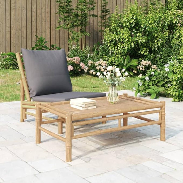 Natural Bamboo Garden Coffee Table 39.4 x 21.7 in Sturdy Rectangular Outdoor Furniture Low Patio Accent for Balcony - Photo 1
