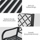 Tangkula Outdoor Steel Garden Bench, Patio Park Bench w/Iron Casted Seat, Armrest & Backrest - Photo 6