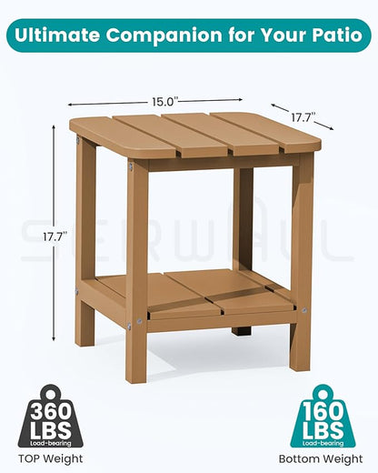 SERWALL Double Adirondack Side Table Rectangular End Table Set of 4, Brown