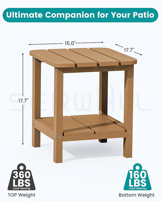 SERWALL Double Adirondack Side Table Rectangular End Table Set of 4, Brown