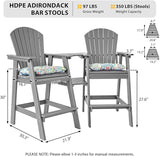 Sundale Outdoor Tall Adirondack Chairs Set of 2 with Table, Patio HDPE Bar Set, 3 PCS Counter Height Dining Bistro Set - Photo 3