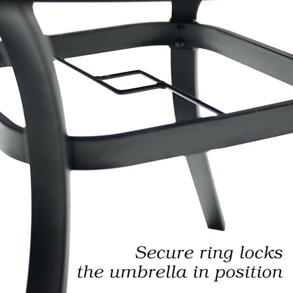 Patio Dining Square Table Outdoor Steel Table with Umbrella Hole 35" x 35" x 28" - Black