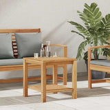 Brown Teak Wood Outdoor Coffee Table 17.7 x 17.7 in Modern Small Patio Table with Hidden Storage for Garden Balcony - Photo 2