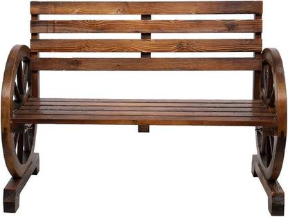 41in Outdoor Wooden Porch Benches,Weatherproof Patio Park Bench,Outside Leisure Bench,Outdoor Garden Park Bench,with Slatted Seat and Backrest,for Lawn, Deck, Path, Backyard, Entryway (Brown)