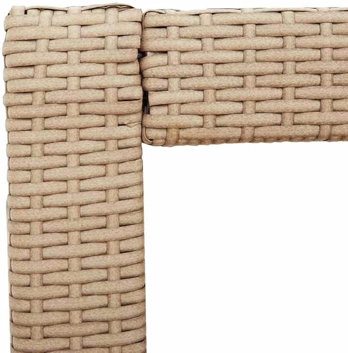 vidaXL Patio Side Table - Beige 23.6"x15.7"x29.5" - Durable Poly Rattan & Acacia Wood Top - Outdoor/Garden/Backyard - Photo 5
