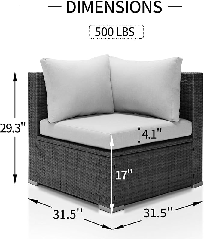 NICESOUL 29.3" High-Back Modern Luxury Patio Corner Sofa, Outdoor Furniture Piece Wide Deep Seat - Photo 2