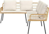 Modern Garden Sofa with Cushion Brown 61.5 x 123 x 82cm Metal Frame, L-Shaped Outdoor Patio Furniture - Photo 2