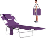 Outsunny Chaise Lounge Chair Outdoor with Face Arm Hole, 5-Position Reclining Face Down Tanning Chair with Carry Strap - Photo 1
