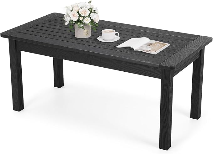 Stoog Outdoor Coffee Table, All-Weather Poly Lumber Patio Side Table, Rectangle End Table for Backyard, Porch, Garden - Photo 1