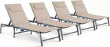 Foldable Outdoor Lounge Chairs Set of 4, No Assembly Chaise Lounge Outdoor with Cup Holder and 6 Adjustable Positions - Photo 1