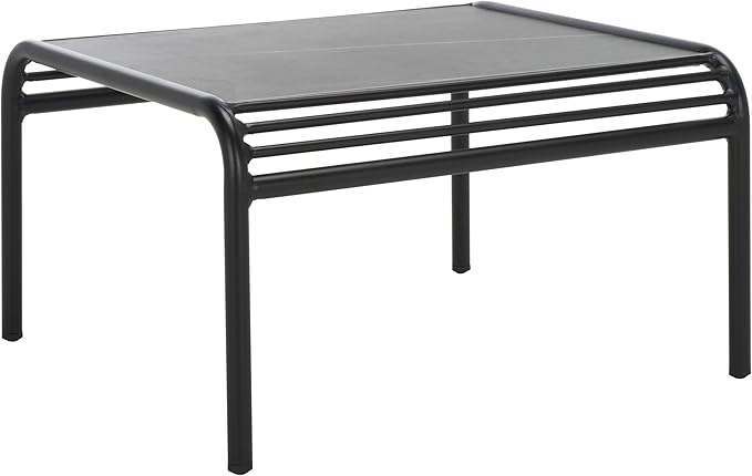 SAFAVIEH Outdoor Patio Furniture Core Black Metal & Sintered Stone Coffee Table (Fully Assembled)