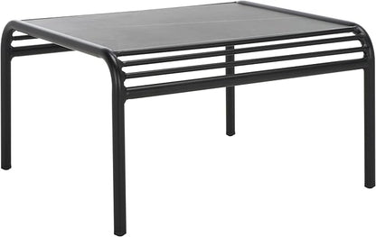 SAFAVIEH Outdoor Patio Furniture Core Black Metal & Sintered Stone Coffee Table (Fully Assembled)