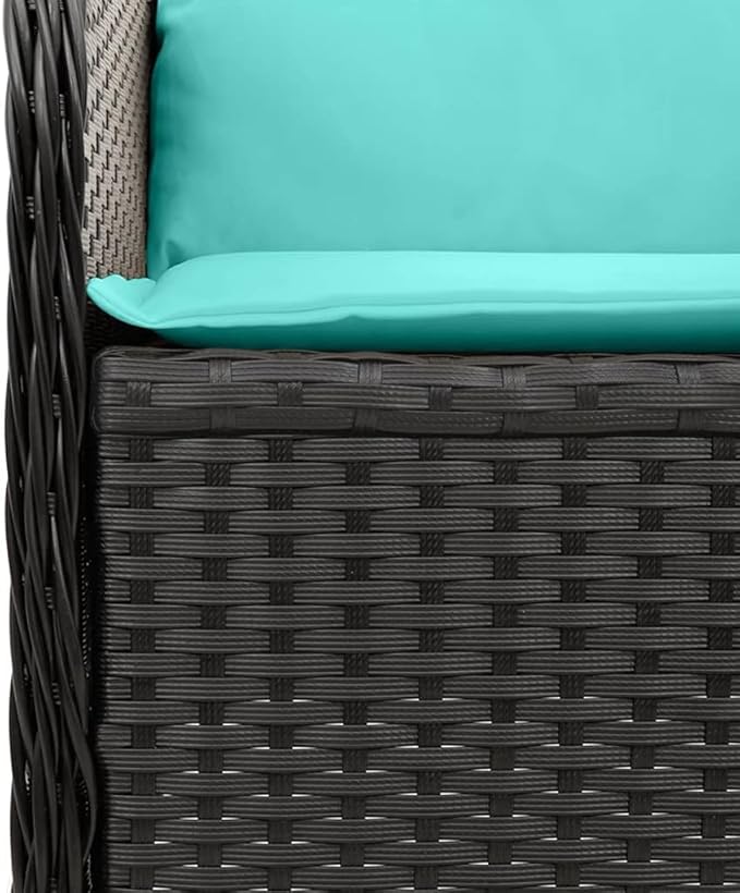 2-Seater Reclining Patio Bench with Cushions, Outdoor Synthetic Poly Rattan Loveseat with Adjustable Backrest - Photo 9