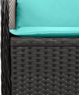 2-Seater Reclining Patio Bench with Cushions, Outdoor Synthetic Poly Rattan Loveseat with Adjustable Backrest - Photo 9