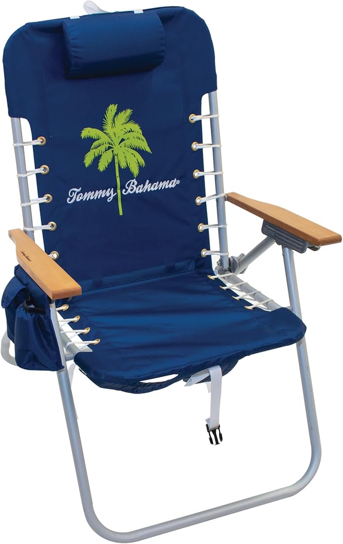 Tommy Bahama Hi-Boy 17" Seat Height 4-Position Lace-Up Suspension Folding Beach Backpack Chair