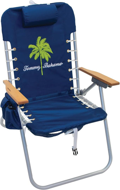Tommy Bahama Hi-Boy 17" Seat Height 4-Position Lace-Up Suspension Folding Beach Backpack Chair