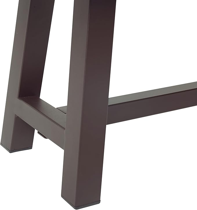 Outdoor Bench Set of 2 - Modern Industrial Acacia Wood Patio Benches, Weather-Resistant Powder-Coated Metal Frame & Slat Design, Backyard Garden Seating (63" W Each) (Brown)