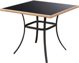 ECOTOUGE 35.2" Square Patio Table, Outdoor Wicker Dining Desk with Tempered Glass Top for 4-5 Persons - Photo 7