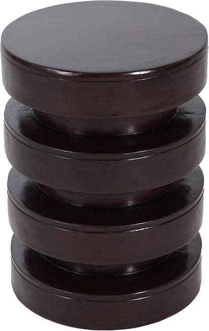 Christopher Knight Home Jeru Lightweight Concrete Round Coffee Table, Indoor and Outdoor Side Table for Living Room, MGO Small Side Table, 3-Tier Design, No Assembly Needed, Brown