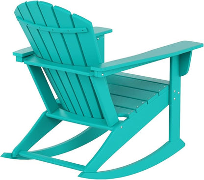WestinTrends Dylan Outdoor Patio Poly Plastic Adirondack Rocking Chair, Turquoise