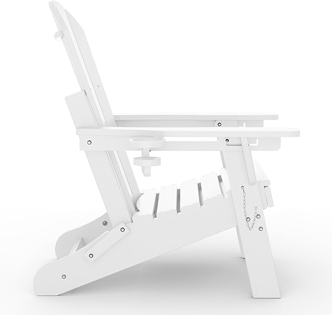 WestinTrends Malibu Folding Adjustable Adirondack Chair with Retractable Ottoman and Cup Holder (Set of 2), White - Photo 9