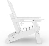 WestinTrends Malibu Folding Adjustable Adirondack Chair with Retractable Ottoman and Cup Holder (Set of 2), White - Photo 9