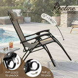 2-Pack Adjustable Zero Gravity Lounge Chair with Steel Mesh Fabric: Reclining Lawn Chair Featuring Comfort Pillow - Photo 4