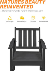Patio Dining Chair Set of 2, HDPE Outdoor Dining Chair, Ergonomic HDPE Dining Chairs with Deep Seating - Photo 6
