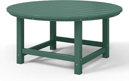 WestinTrends Malibu Low Outdoor HDPE Round Patio Coffee Table, Dark Green