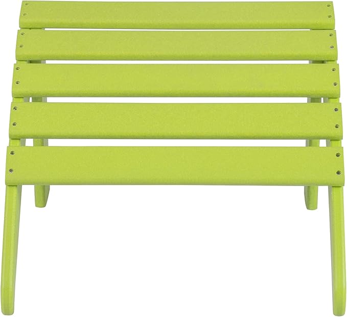 WO Home Furniture Adirondack Chair Outdoor Ottoman Set of 2 PCS Classic Patio Furniture (Lime)
