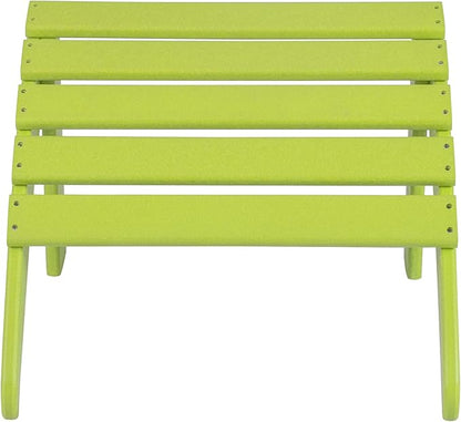 WO Home Furniture Adirondack Chair Outdoor Ottoman Set of 2 PCS Classic Patio Furniture (Lime)