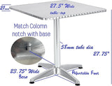 BTEXPERT Indoor Outdoor 27.5" Square Restaurant Table for Patio Stainless Steel Silver Aluminum Furniture with Base - Photo 3
