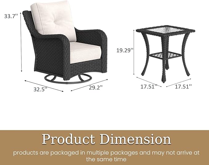 6 Piece Patio Furniture Set, All-Weather Wicker Outdoor Conversation Set with Swivel Rocking Chair and 6 Inch Thick - Photo 2