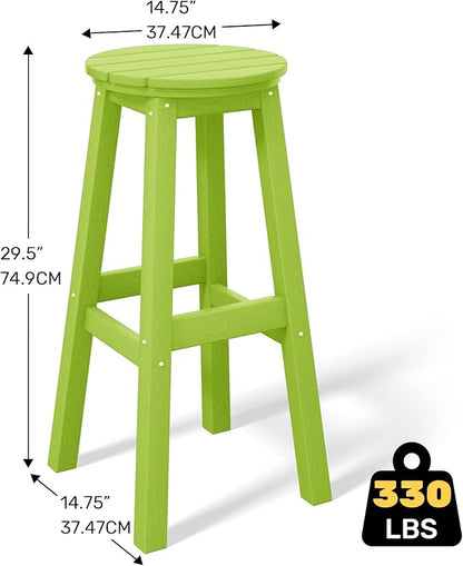 Costaelm 29" Height Outdoor Bar Stools, All-Weather Bar Stools, Adirondack Poly Patio Round Bar Stool for Patio, Deck, Kitchen Counter and Garden, Lime