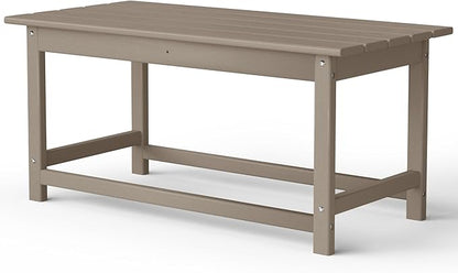 Costaelm Adirondack Conversation Table, HDPE Outdoor Drink Weather Resistant, Outdoor Patio Porch Accent Balcony Table for Pool, Seaside, Backyard, Weathered Wood