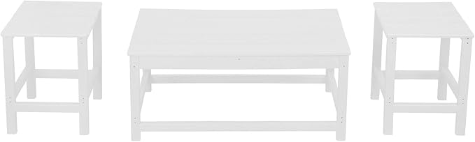 WestinTrends Malibu 3-Piece Set Outdoor Coffee and Side Table for Adirondack Chair, White - Photo 1