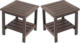 Kibaso-Adirondack Outdoor Side Table, 2-Tier HDPE Outdoor End Table, Weather Resistant Easy Maintenance - Photo 1