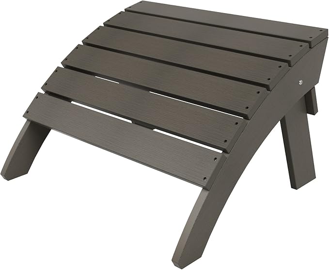 WestinTrends Tuscany Adirondack Ottoman, Real Wood Like Outdoor Ottoman for Patio, All Weather Poly Lumber Folding Ottoman Footrest for Adirondack Chair, Charcoal Gray