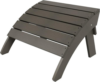 WestinTrends Tuscany Adirondack Ottoman, Real Wood Like Outdoor Ottoman for Patio, All Weather Poly Lumber Folding Ottoman Footrest for Adirondack Chair, Charcoal Gray