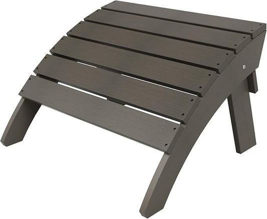 WestinTrends Tuscany Adirondack Ottoman, Real Wood Like Outdoor Ottoman for Patio, All Weather Poly Lumber Folding Ottoman Footrest for Adirondack Chair, Charcoal Gray