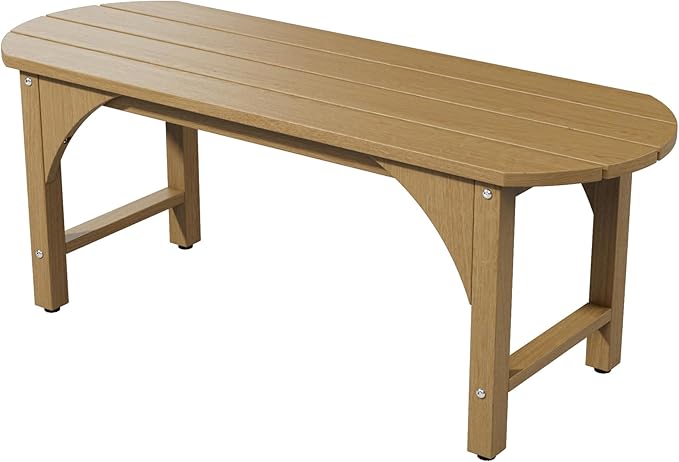 Outdoor Bench Garden Bench, HIPS 2-Person All-Weather Patio Dining Bench Outside Weatherproof Furniture for Garden, Porch & Park (Brown)