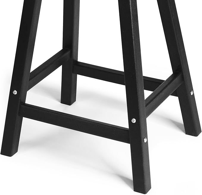 WestinTrends Malibu 24 Inch Outdoor Black Bar Stools, All Weather Resistant Poly Lumber Adirondack Counter Height Stools