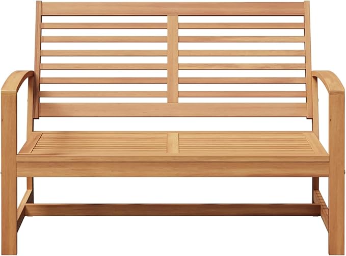 Garden Bench Natural Solid Teak Wood, 110 x 64 x 76.5 cm, Durable Outdoor Lounge Seating for Patio Furniture Sets Sectional Sofa