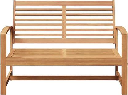 Garden Bench Natural Solid Teak Wood, 110 x 64 x 76.5 cm, Durable Outdoor Lounge Seating for Patio Furniture Sets Sectional Sofa