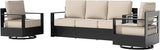 Outdoor Aluminum Furniture Set, 3-Piece Patio Conversation Set, 2 Swivel Chairs and 1 Sofa, All-Weather Metal Frame - Photo 1